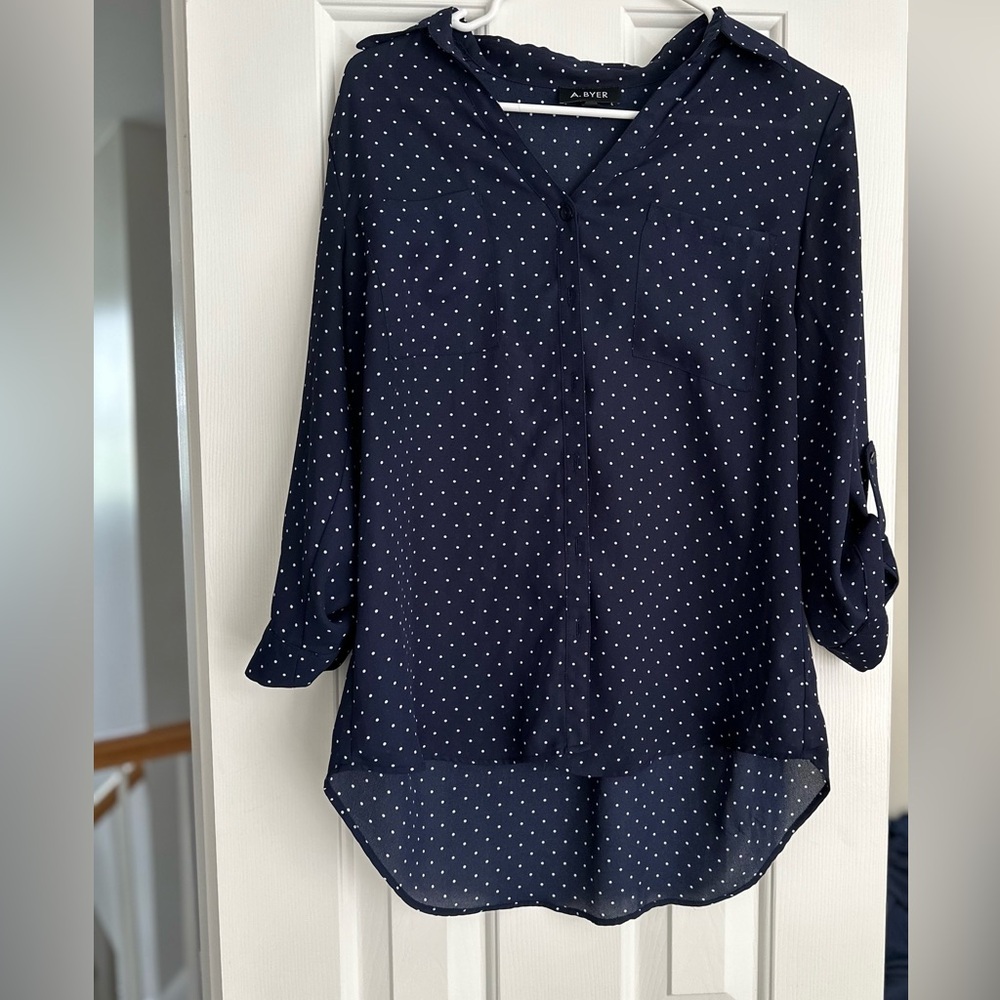 Navy blouse by A. Byer